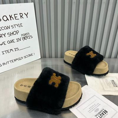 Премиальные сенсорные пушистые тапочки женские 2025 осень и зима новинка интернет-знаменитость толстая подошва тапочки на перемычке пушистые тапочки Birkencotton