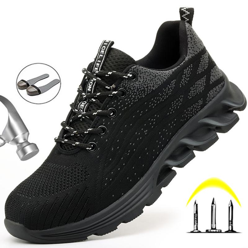 Защитная обувь, мужские рабочие ботинки, обувь со стальным носком, устойчивая к проколам рабочая обувь, дышащие мужские кроссовки, мужская обувь