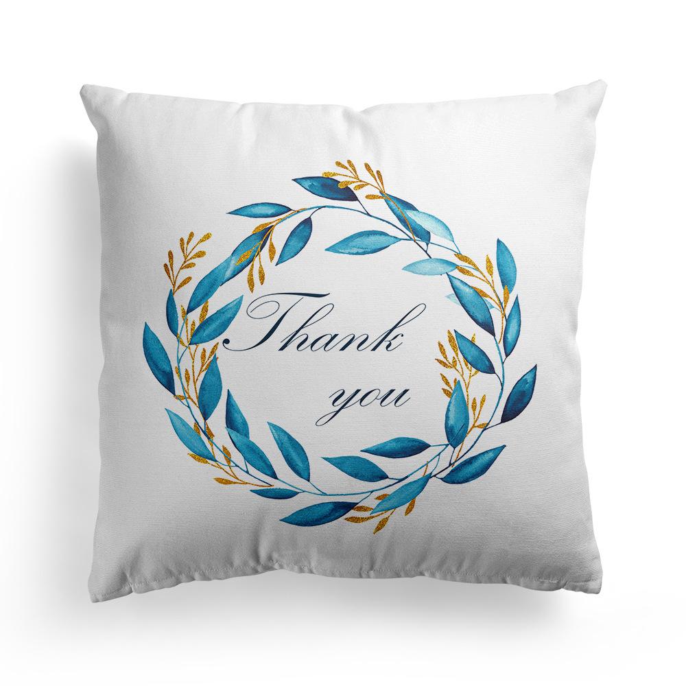 New Christmas Blue Watercolor Elk Pillow Cover  Decoration Holiday Gift Sofa Cushion  Bedroom Room Home
