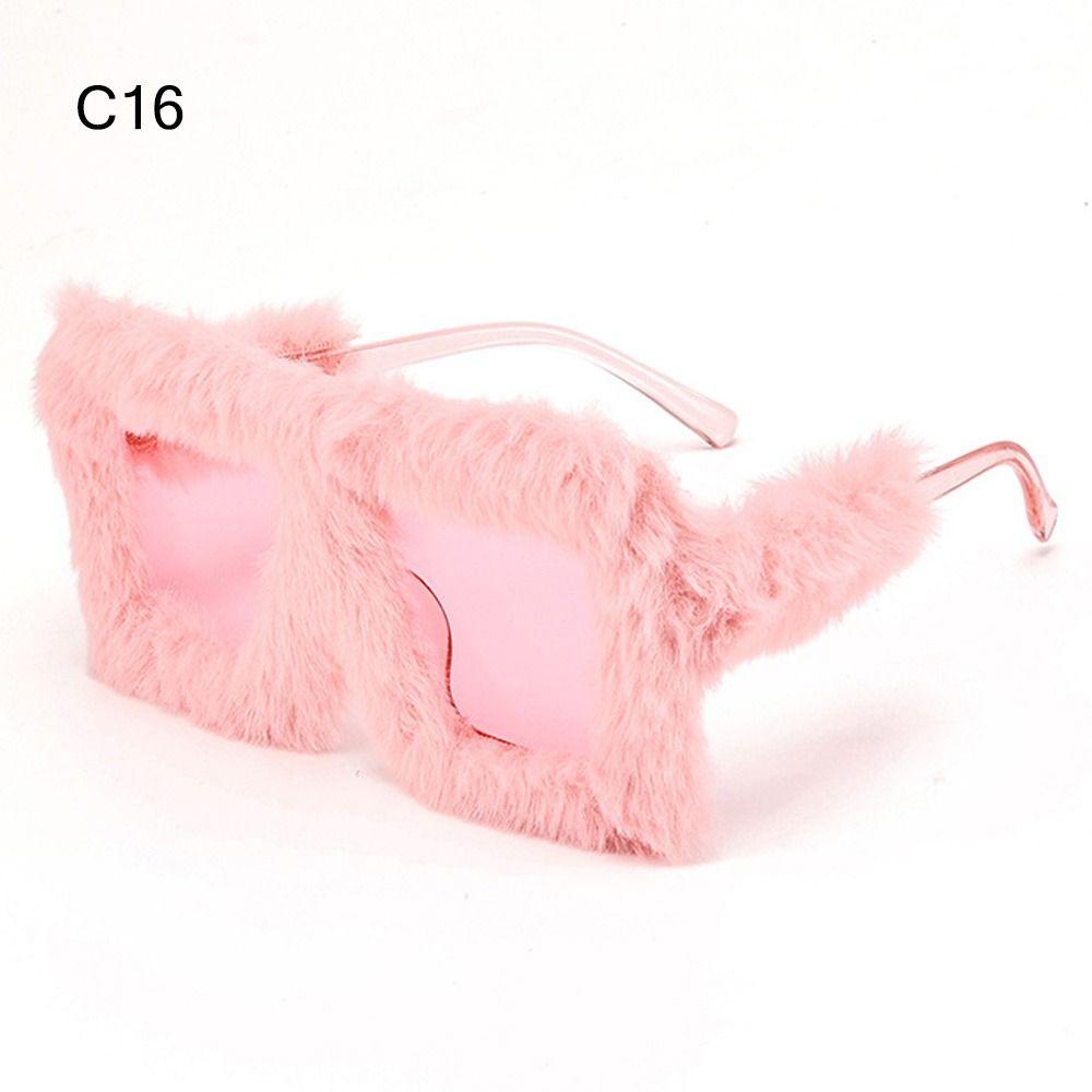 Мягкие Пушистые Плюшевые Солнцезащитные Очки Стиль Новинка Очки Модные Зимние Очки для Женщин