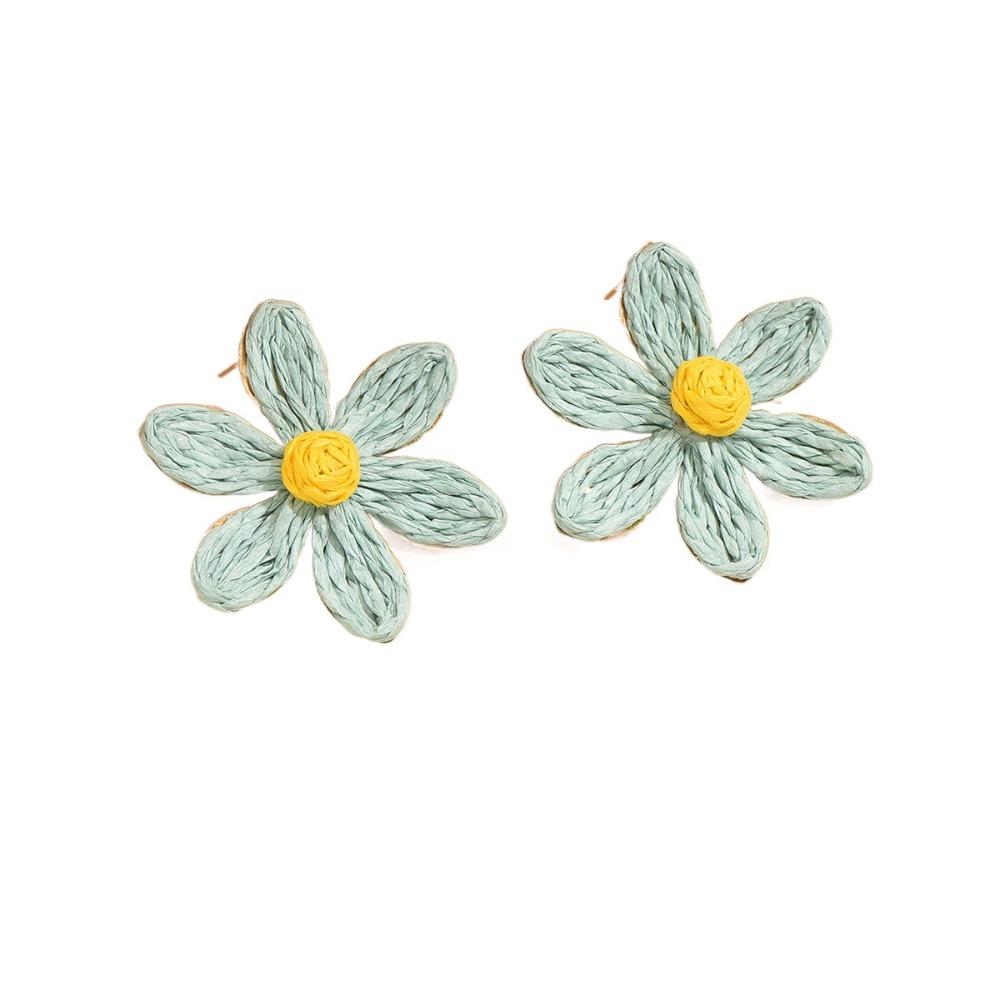 Аксессуары для ушей из рафии, серьги-гвоздики в форме цветка, вечерние серьги-подсолнухи
