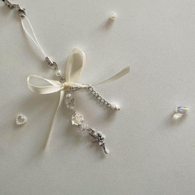 Кулон Ангел с цветком Брелок Сладкий бантик Шарм для телефона Ремешок для телефона Шнурок Бусина