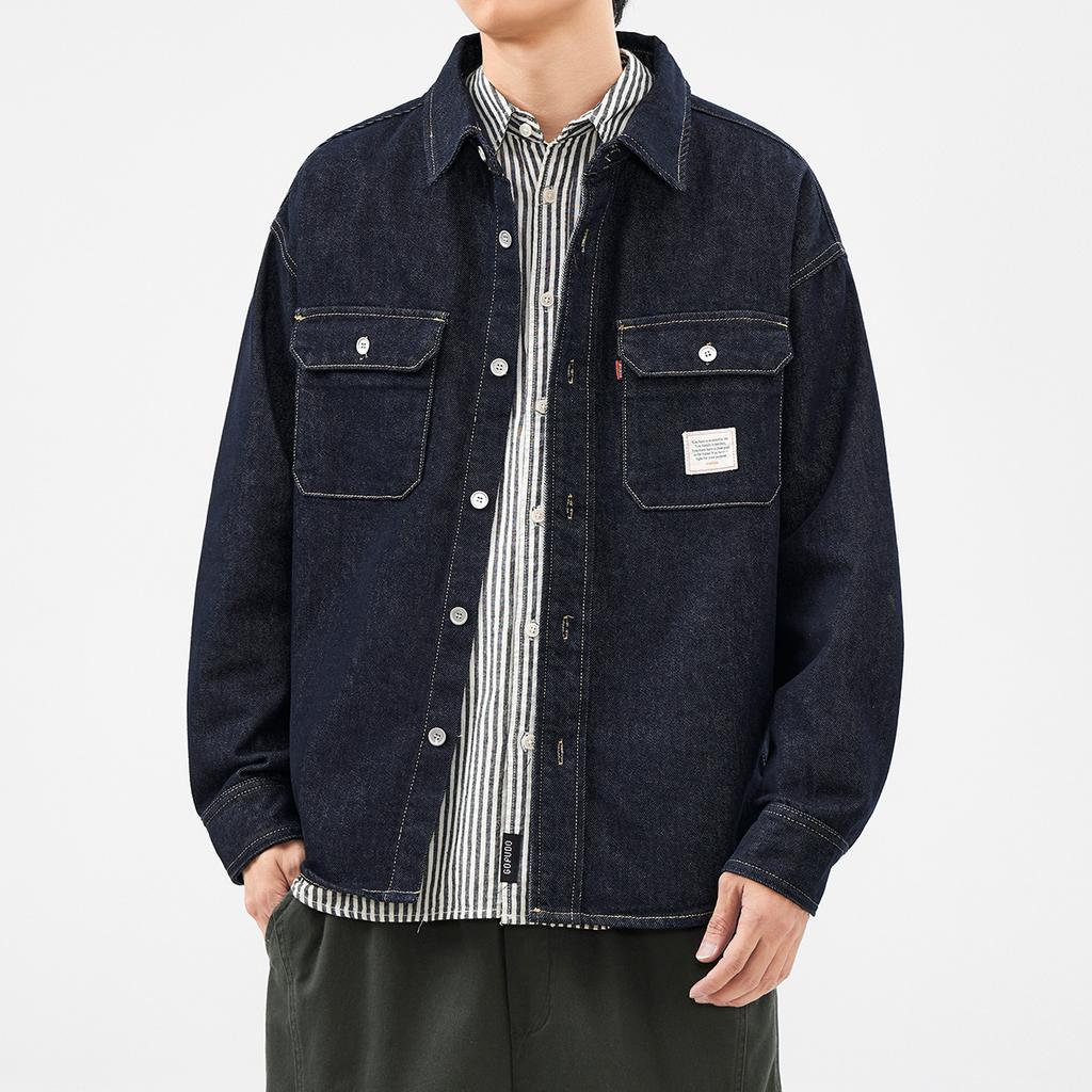 Мужская джинсовая куртка Hansca American Denim с широкими лацканами, мужская рубашка с несколькими карманами