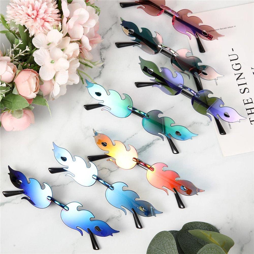 Novelty Cosplay Party Eyewear Flame Shaped Sunglasses for Women Sun Glasses Flame Sunglasses