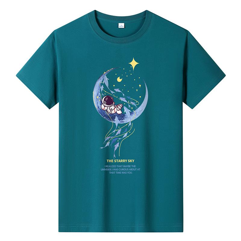 GMXIA Футболка с коротким рукавом из хлопка, мужская модная свободная рубашка с коротким рукавом, с принтом