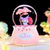Cute Glowing Eight-tone Music Box Cherry Blossom Tree Rotating Crystal Ball Desk Decoration Gift Pink Bunny