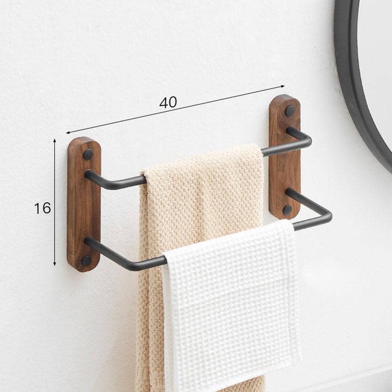 Настенный держатель для полотенец в ванную из грецкого ореха, черная алюминиевая вешалка для полотенец, держатель для полотенец в туалет, 30-50 см, многоярусная вешалка