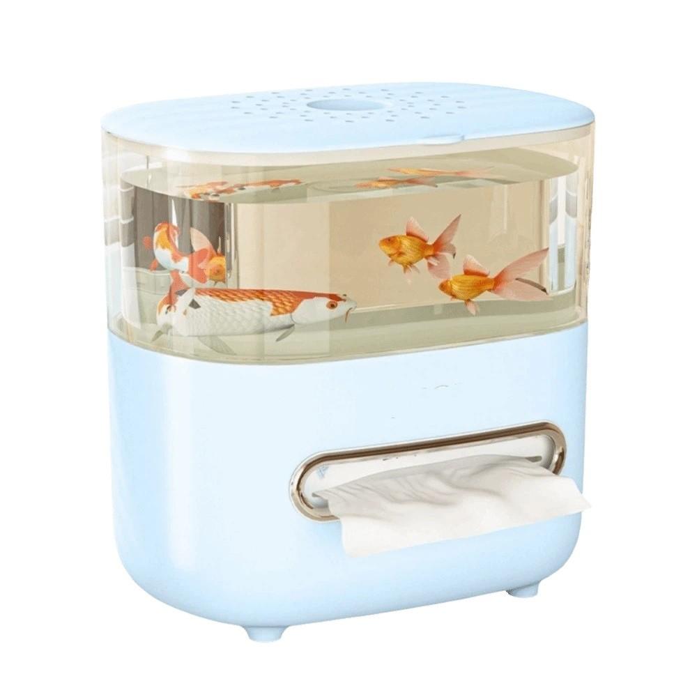 Non-slip Tissue Box Transparent Desktop Fish Tank Multi-Functional Storage Box  Bedroom