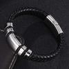 Trendy Men Bracelet Stainless Steel Charm Jewelry Black Leather Genuine Braided Bangles Jewelry Wrist Band Gift