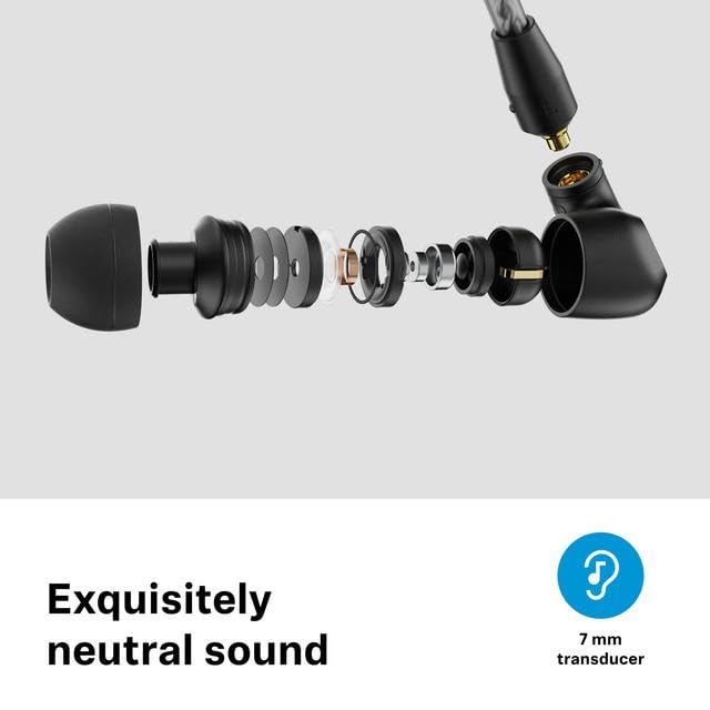 Sennheiser IE Audiophile Headphones TrueResponse Neutral Impactful Detachable Braided Flexible Ear Hooks Black 200-inch In-Ear - Transducers, Sound,
