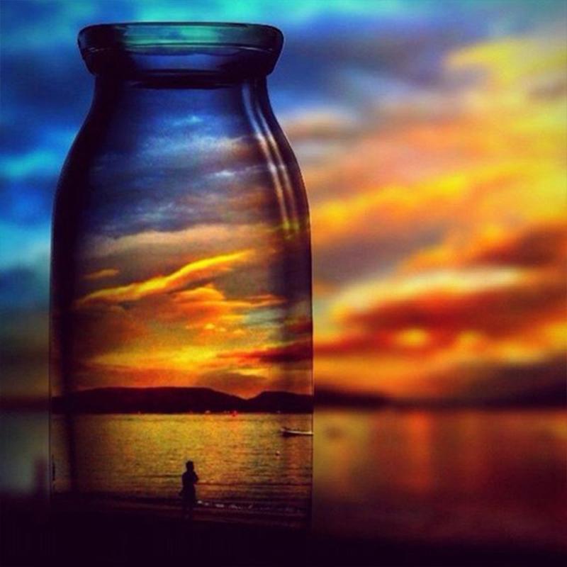 Алмазная вышивка, чашка, алмазная живопись, закат, полная дрель, квадратная мозаика, художественный пейзаж, картина со стразами, домашний декор