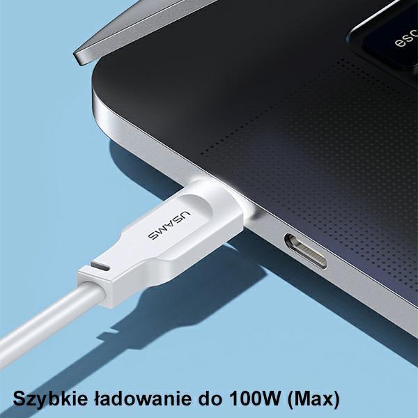 Usams Kabel Usb-C Na Usb-C 100W 1,2Mport Display Fast Charging Lithe Series Biały/White Sj567Usb02 (Us-Sj567)