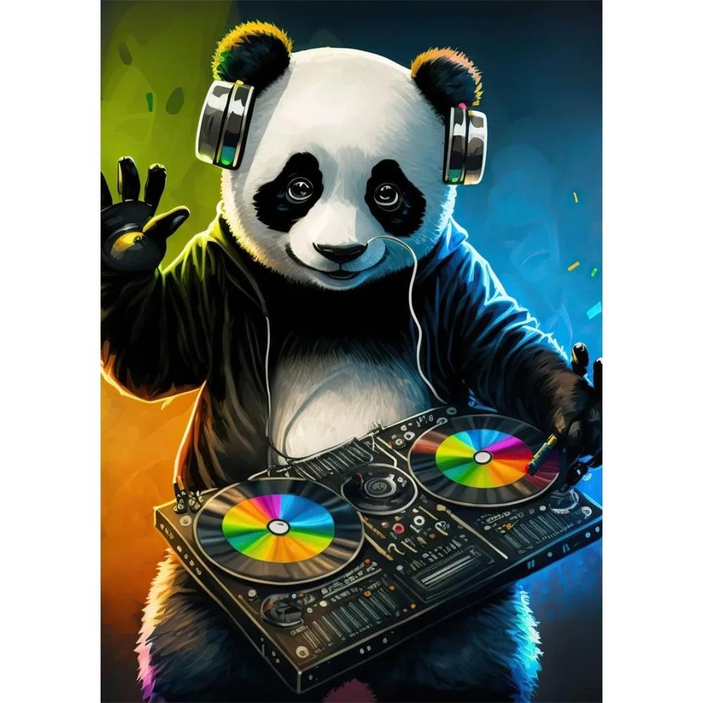 Поп-арт Цветные Неоновые Животные DJ Музыка Постер Эстетичная Капибара Кошка Собака Панда Кролик Печать на Холсте Настенное Искусство Настенная Живопись Декор Комнаты