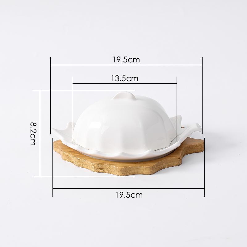 Керамическая тарелка для масла с крышкой, креативная коробка для масла в форме листа, сырная тарелка, тарелки для димсамов, бытовая однотонная посуда