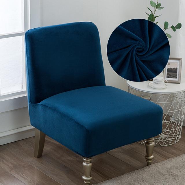 Velvet Fabric Armless Accent Chair Cover Stretch Single Sofa Covers Short Back Slipper Chair Slipcovers Protector For Home Hotel