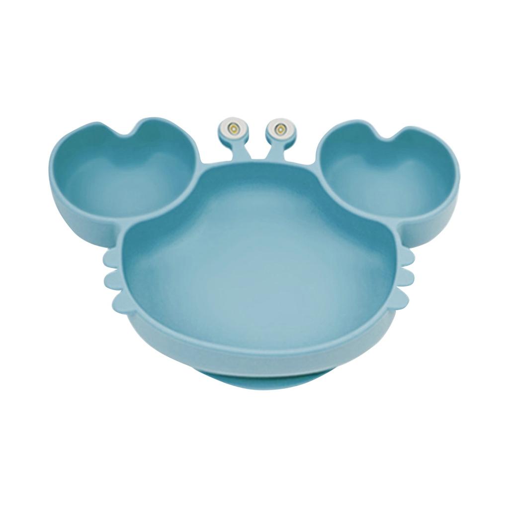 Детская обеденная тарелка, силиконовая посуда с мультяшным крабом, интегрированная разделенная пищевая дополнительная посуда, силиконовая детская обеденная тарелка