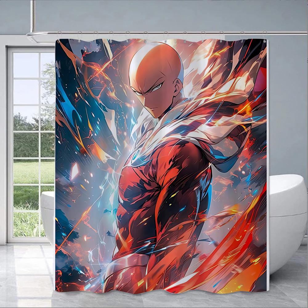 Шторка для душа One Punch Man Водонепроницаемая Полиэстеровая Ткань Красочная Ванная Комната Декор Занавеска С Крючками