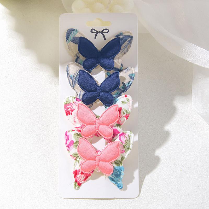 New 4PCS Flower Butterfly Hair Clips Girls Favorite Fashion Lovly Barrettes Clips Gift Baby Hair Accessories