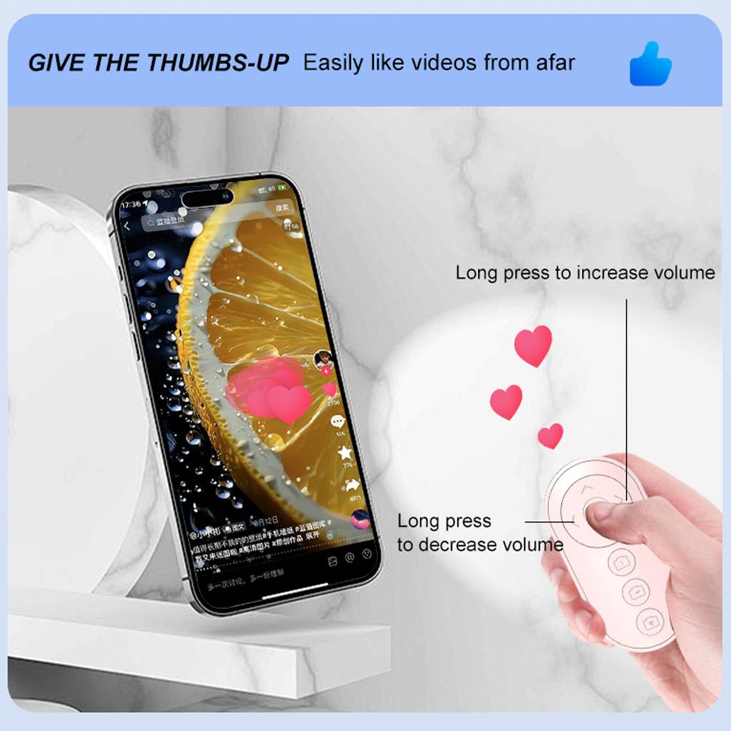 Bluetooth-пульт дистанционного спуска затвора камеры со зумом, кликер для смартфона, беспроводной пульт для прокрутки видео, для фото и видео