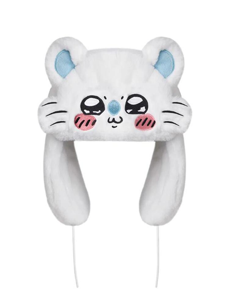 Y2K Fashion Winter Warm Cute White Cat Plush Ear Protection Hat