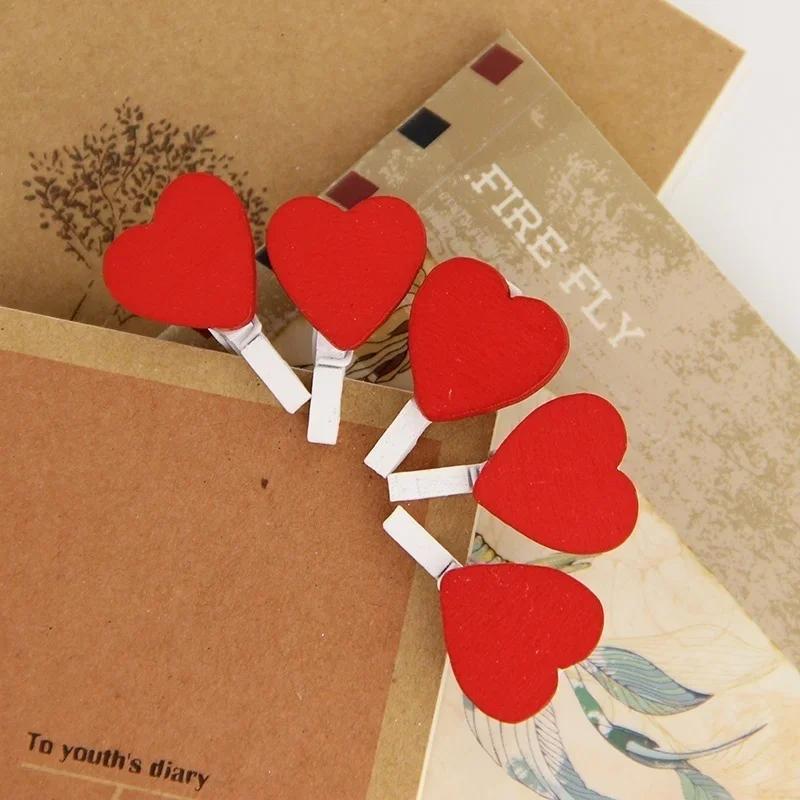 20 шт. Мини Офисные Принадлежности Крафт Прищепки Любовь Деревянные Прищепки DIY Ручная Работа Украшение Вечеринка Деревянный Гвоздик Крафт Скрепки для Бумаги