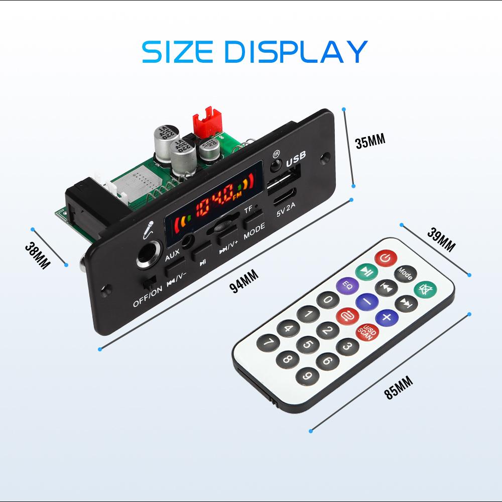 80 Вт усилитель беспроводной Bluetooth 5,0 MP3 WMA декодер плата 12 В автомобильный FM-радио аудио модуль USB TF MP3-плеер с пультом дистанционного управления