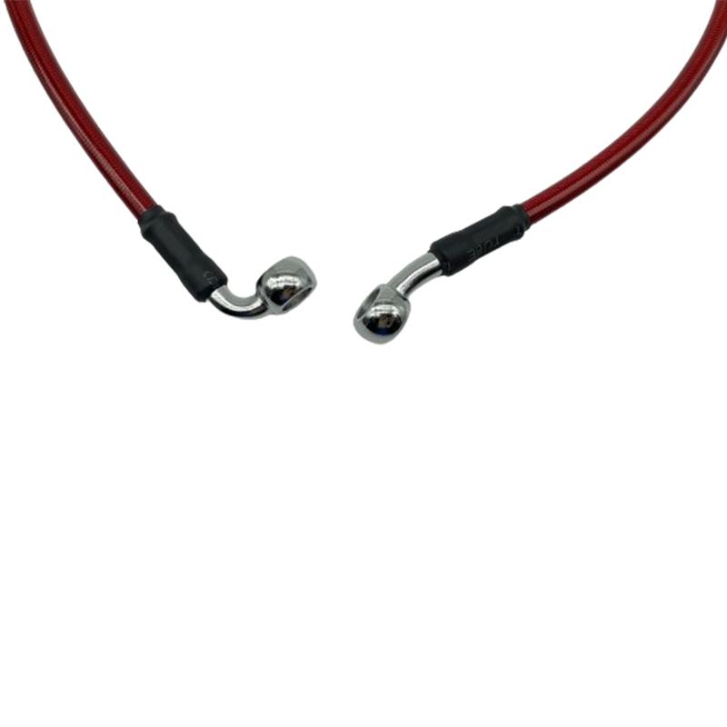 300mm-2200mm 28 & 90 Degree Motorcycle Dirt Bike Hydraulic Steel Brake Hose Line Cable M10 Banjo Pipe Line Braided Oil Hose Red