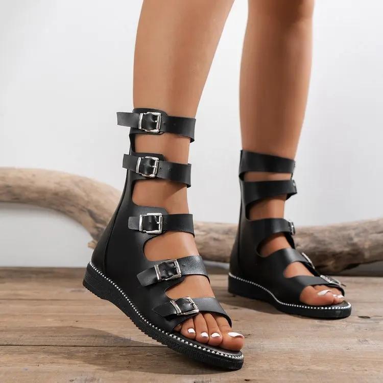 Модная женская обувь 2025 Открытый носок Большой размер Женские сандалии Роскошный Пип Новинка Низкий Большой Ботинок Девушки Бежевый Летний Плоский Бархатный Однотонный Se