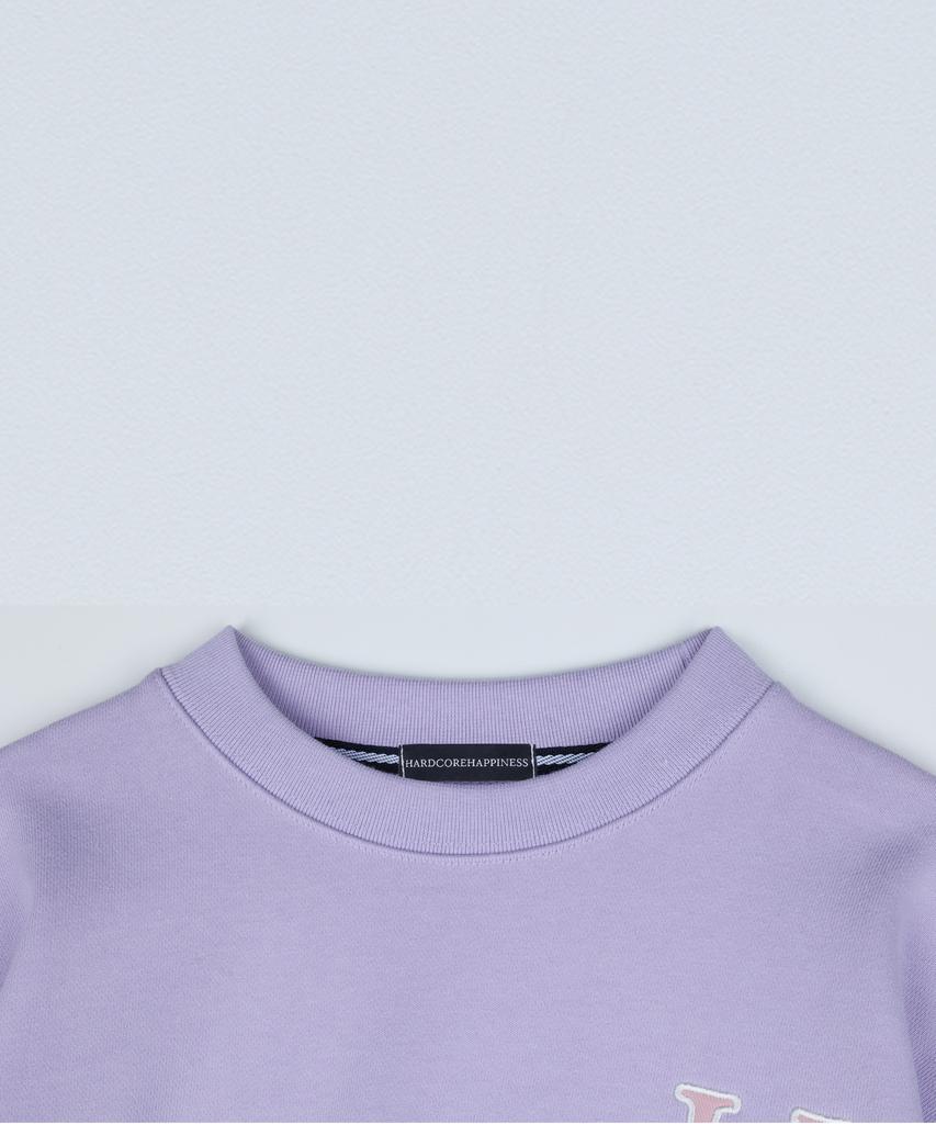 HARDCORE HAPPINESS Logo Crop Sweatshirt Light Purple