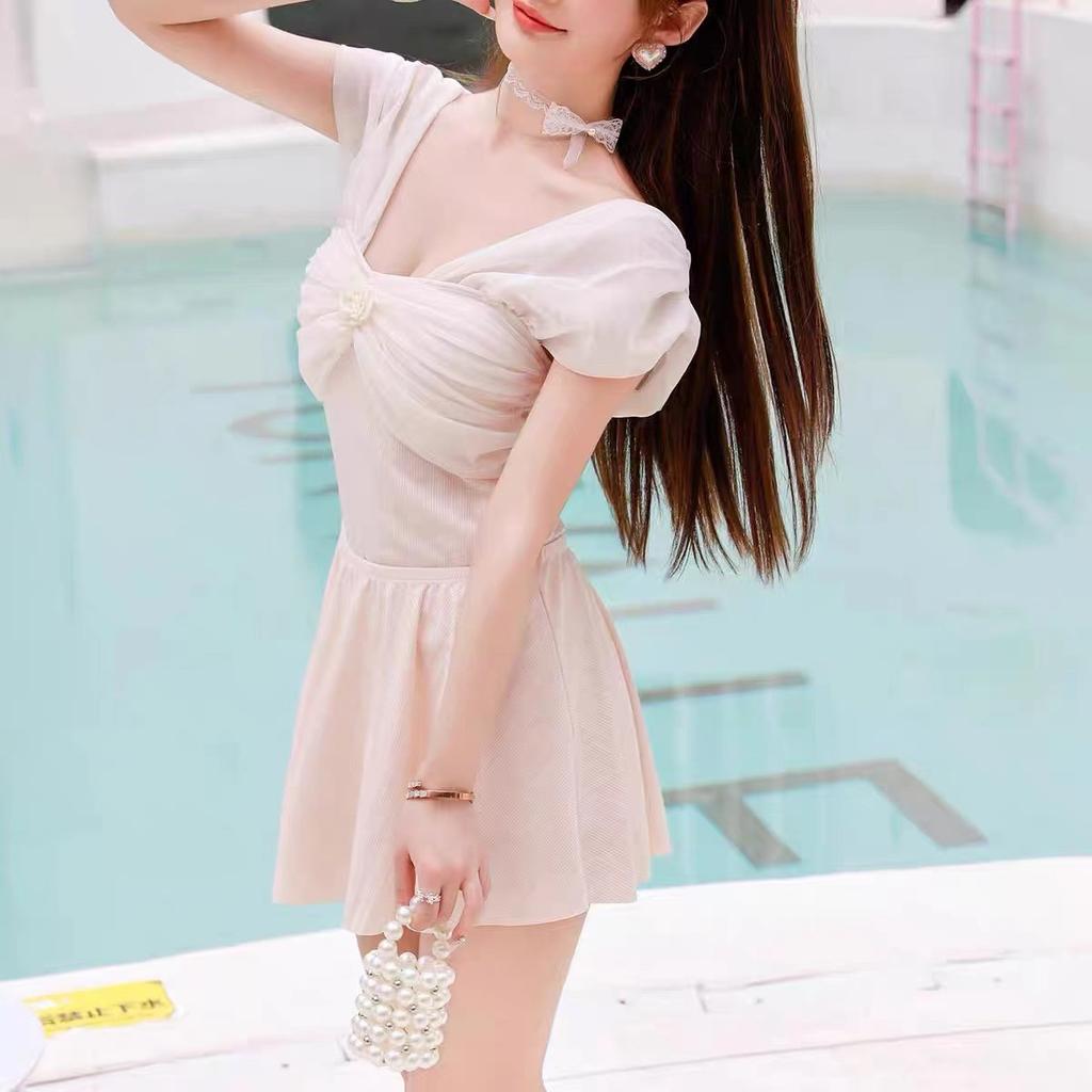 Swimsuit women's 1011 new ins hot spring small fragrant style sexy belly cover and thin one-piece conservative student girl swimsuit