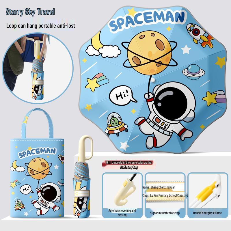 Автоматический складной детский зонт двойного назначения с кольцевой пряжкой – Защита от солнца для школьников и школьниц