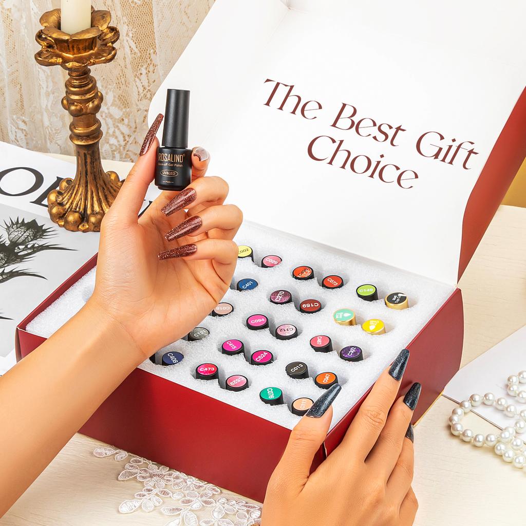 ROSALIND Гель-лак для ногтей, набор Soak Off UV LED, полуперманентный 38 шт., набор гель-лаков для ногтей, лак для дизайна ногтей, гибридный гель-лак