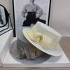 Fashion Elegant Handmade Masha Fedoras Flower Wedding Bridal Hat Spring Sunshade Big Brim Women's Banquet Bucket Hat