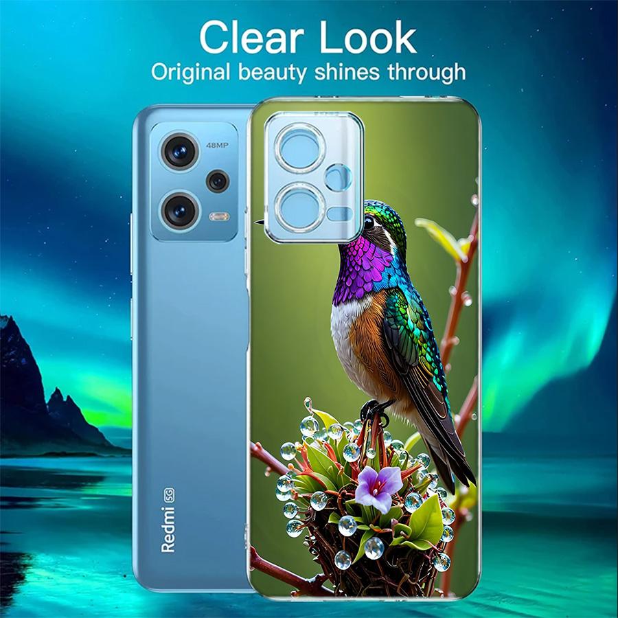 The Spirit of Hummingbirds Phone Case For Redmi 12 13C 12C 15C 9 10 10C Note 13 Pro Plus 14 15 Pro 9T 9C 9A TPU Soft Cover Clear