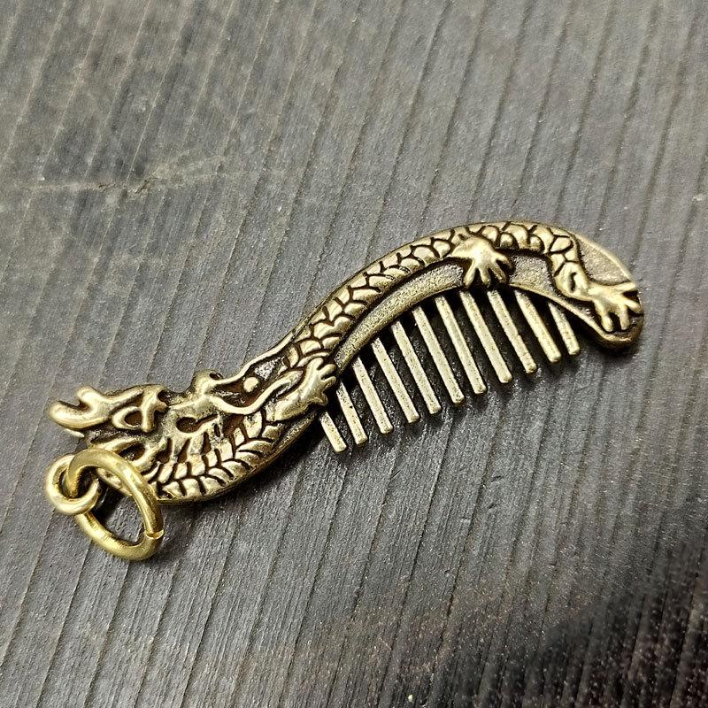 Dragon Head Coil Pendant Hip-Hop Necklace with Fashionable Haircut Comb