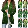 Женская мода, повседневный рождественский принт, кардиган средней длины, куртка, пальто