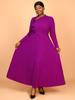 Elegant Plus Size Pleated Maxi Dress with Asymmetrical Buttons Long Sleeve A Line Party Dresses for Women Formal Church Office Wear