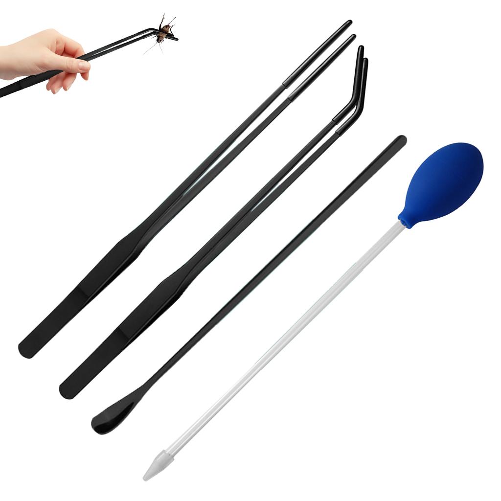 4pcs Reptile Feeding Tongs Aquascaping Tools Set for Pets Crab Turtle Planting Tweezers Stainless Steel Pet Feeding Clamp