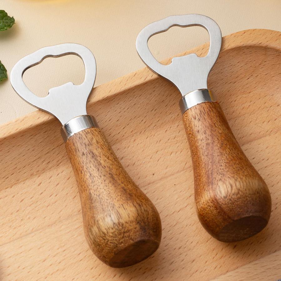 HOMZY 1 шт. Открывалка для пивных бутылок Ручка из массива дерева Нержавеющая сталь Открывалка для бутылок для домашнего использования