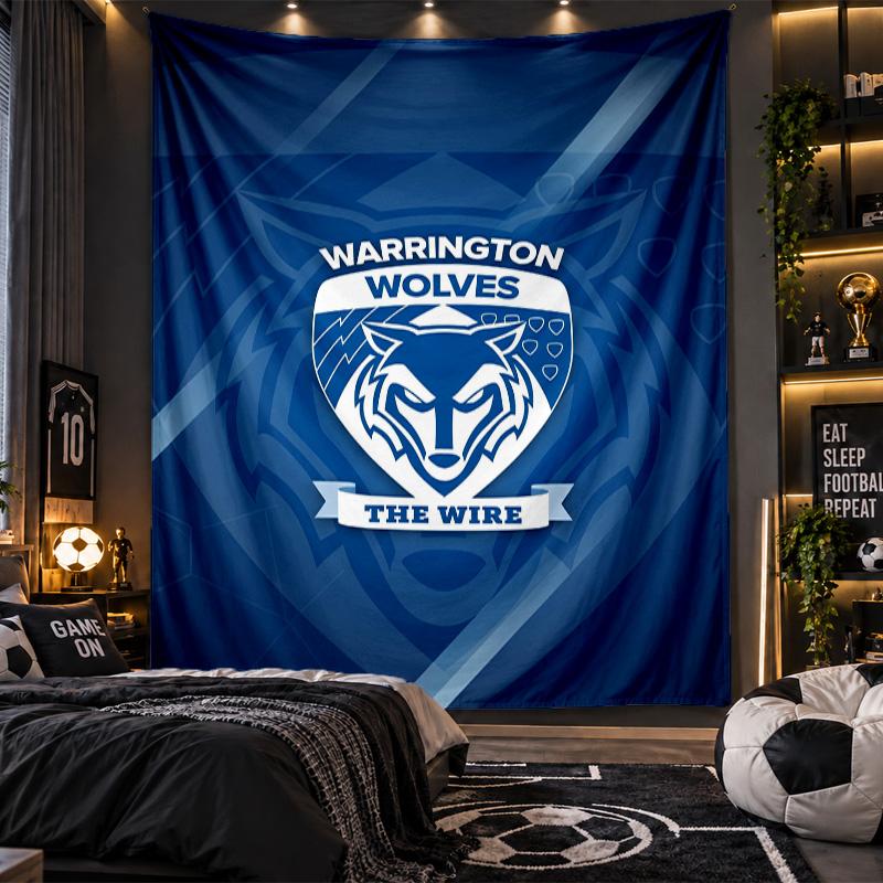 Wall Hanging Tapestry Warrington Wolves Print Cloth for Living Room Bedroom Home Decor