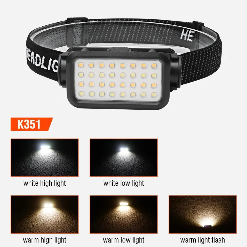 Mini COB Headlamp Type-C Charging Headlights Super Bright 300LM 18650 Head Torch Camping Emergency Portable Waterproof Lantern