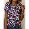 Повседневная футболка с принтом растений в стиле ретро, женская футболка с круглым вырезом и короткими рукавами с цифровой печатью