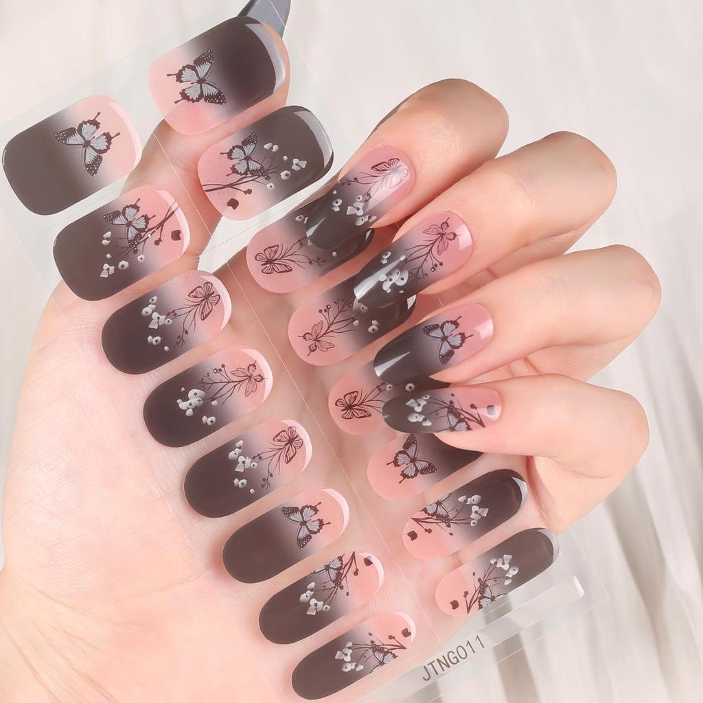 Рождественские полупрозрачные гелевые наклейки для ногтей с УФ-лампой