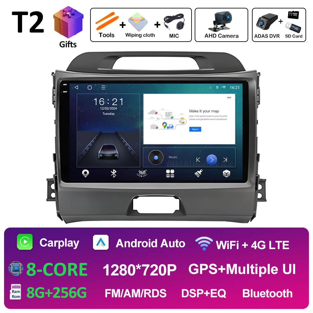 Автомагнитола для KIA Sportage 2010 2011 2012 2013 - 2016 Радиоплеер Интеллектуальная система Беспроводной Carplay Вентилятор охлаждения WIFI БЕЗ 2 din