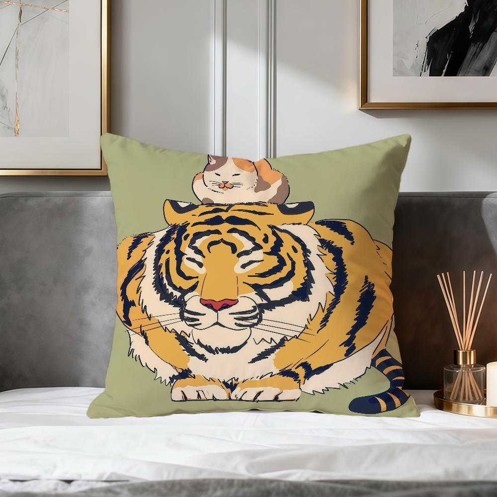 Retro style fun cute tiger art soft pillowcase for Sofa Living Room Home office Decor Protective Covers party hogar pillow cover