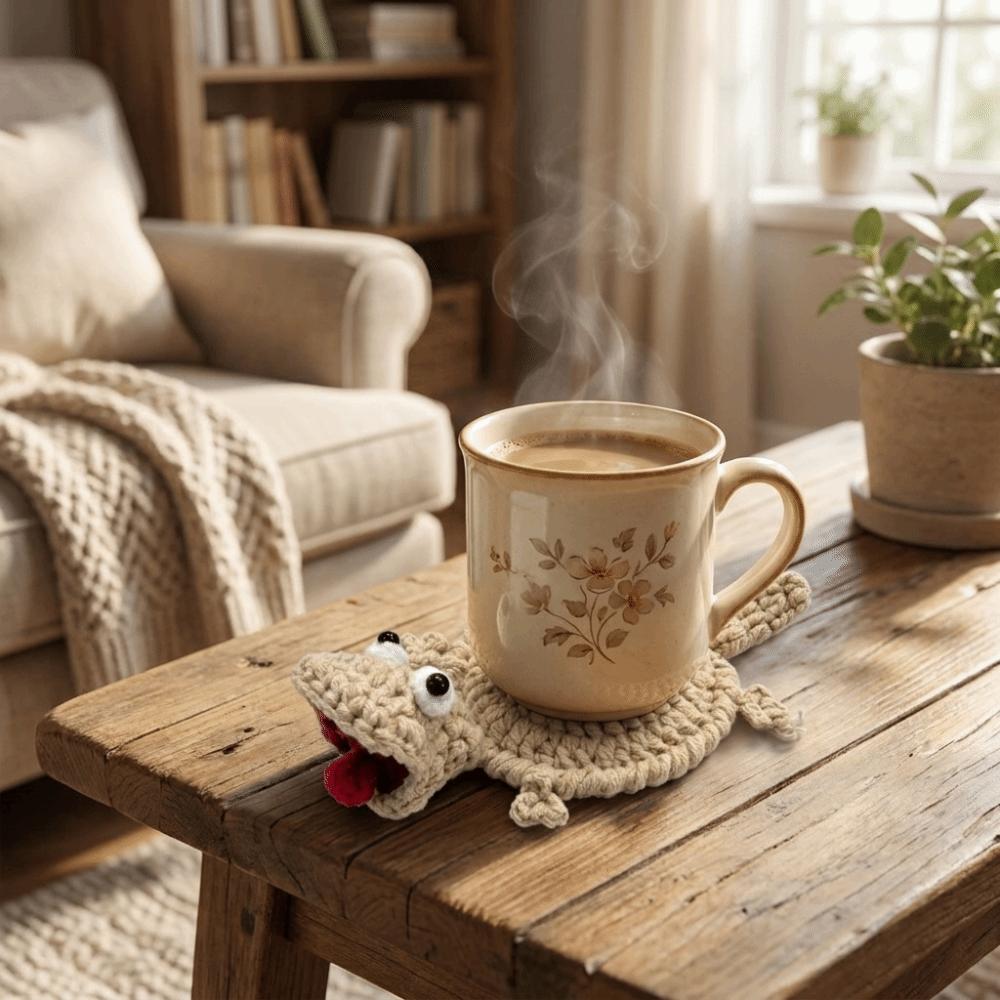 Cartoon Heat Resistant Pat Non-Slip Knitted Cup Mat Animal Drink Coaster Restaurant Table