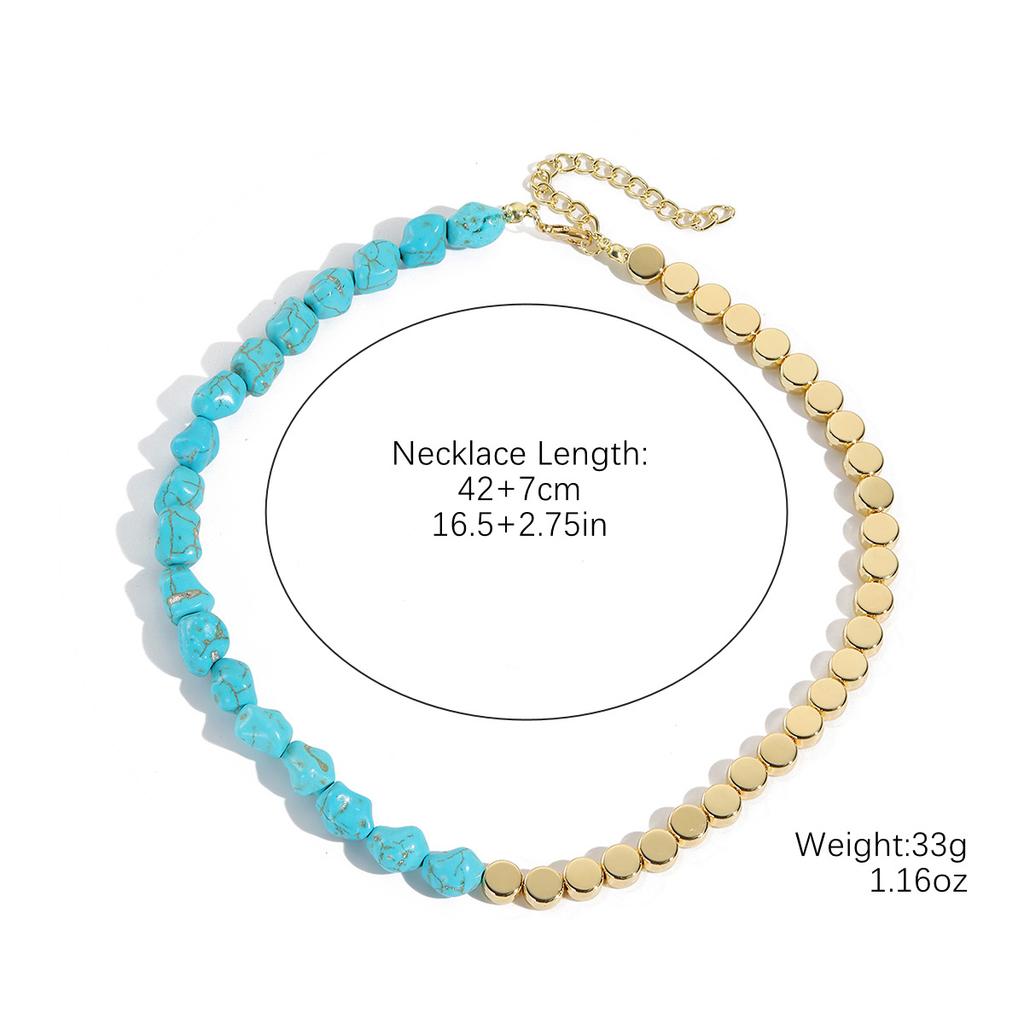 Necklace for Women Natural Turquoise Beaded Jewelry Niche Design Sense Double Teardrop Pendant Turquoise Necklace Beautiful Elegant Necklace for Her