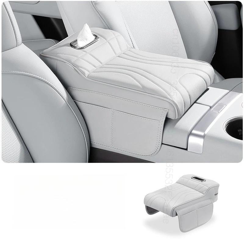 For jaecoo j7 Car Center Console Armrest Cushion Thicken Arm Rest Box Pad Side Extension Cushion with Tissue Box Organizer Bag