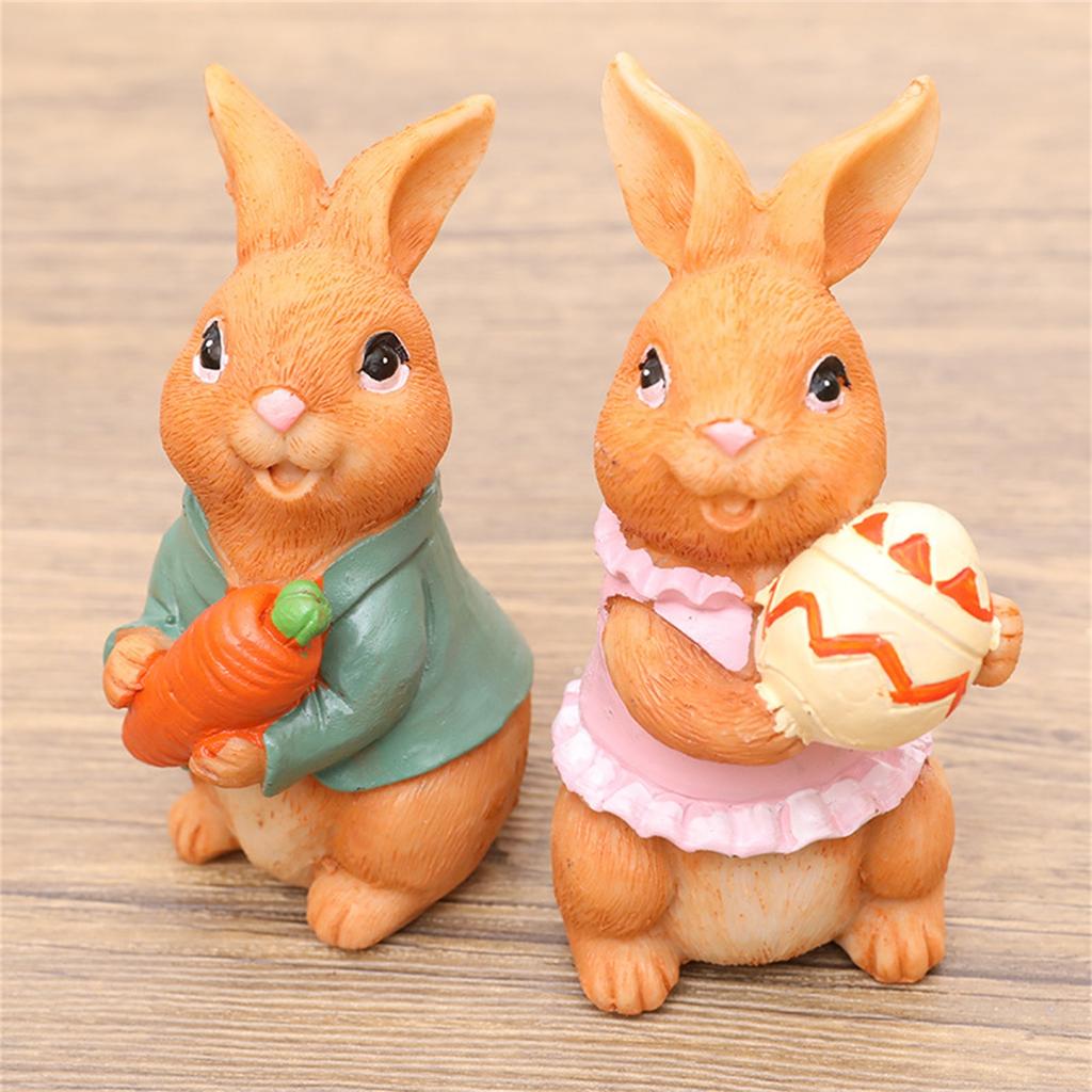 2 шт. кролик, животное, пасхальное украшение, стоящая статуя кролика на открытом воздухе, небольшой садовый кролик, украшение для двора, кролик, украшения, декоративная садовая статуя