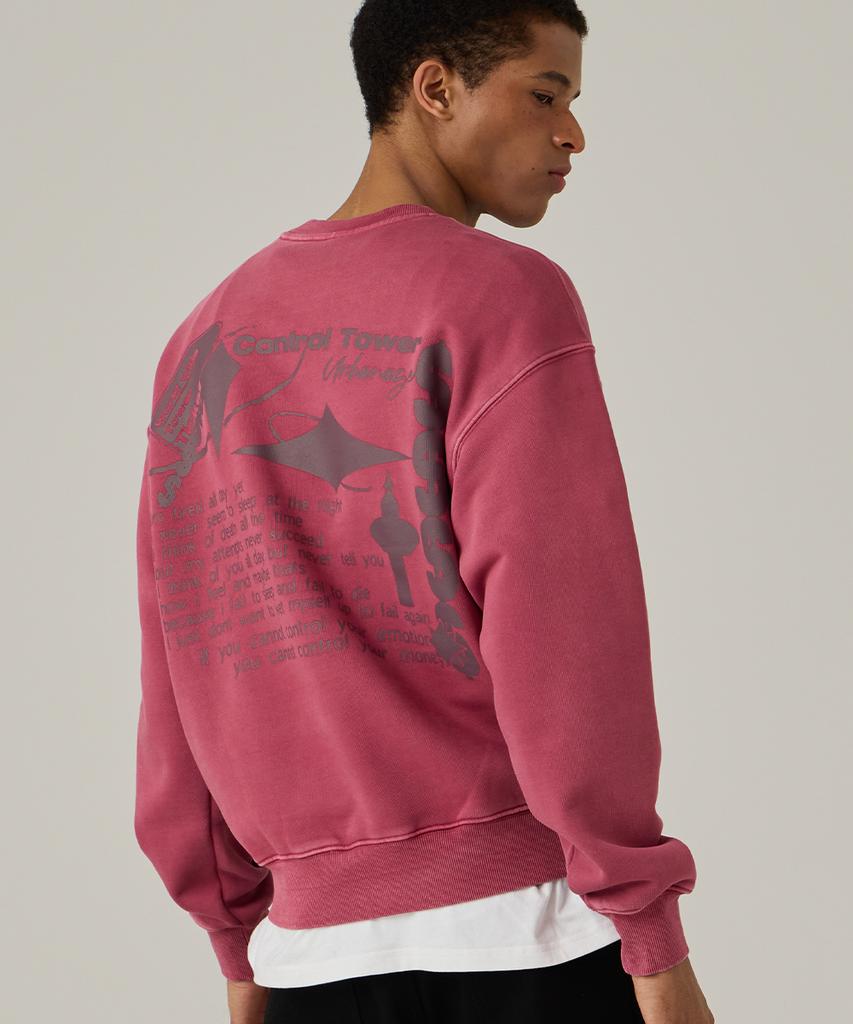 URBANAGE Control Tower Pigment Oversized Sweatshirt Pink